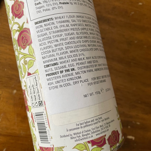 New Whittard Of Chelsea Strawberries & Cream Biscuits William Morris Tin Cookies - Picture 4 of 10